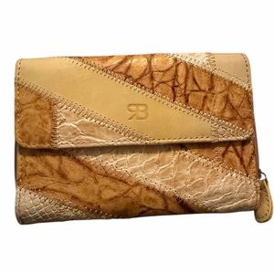 Renato Balestra Italian Leather Patchwork Zip Wallet Croc Embossed